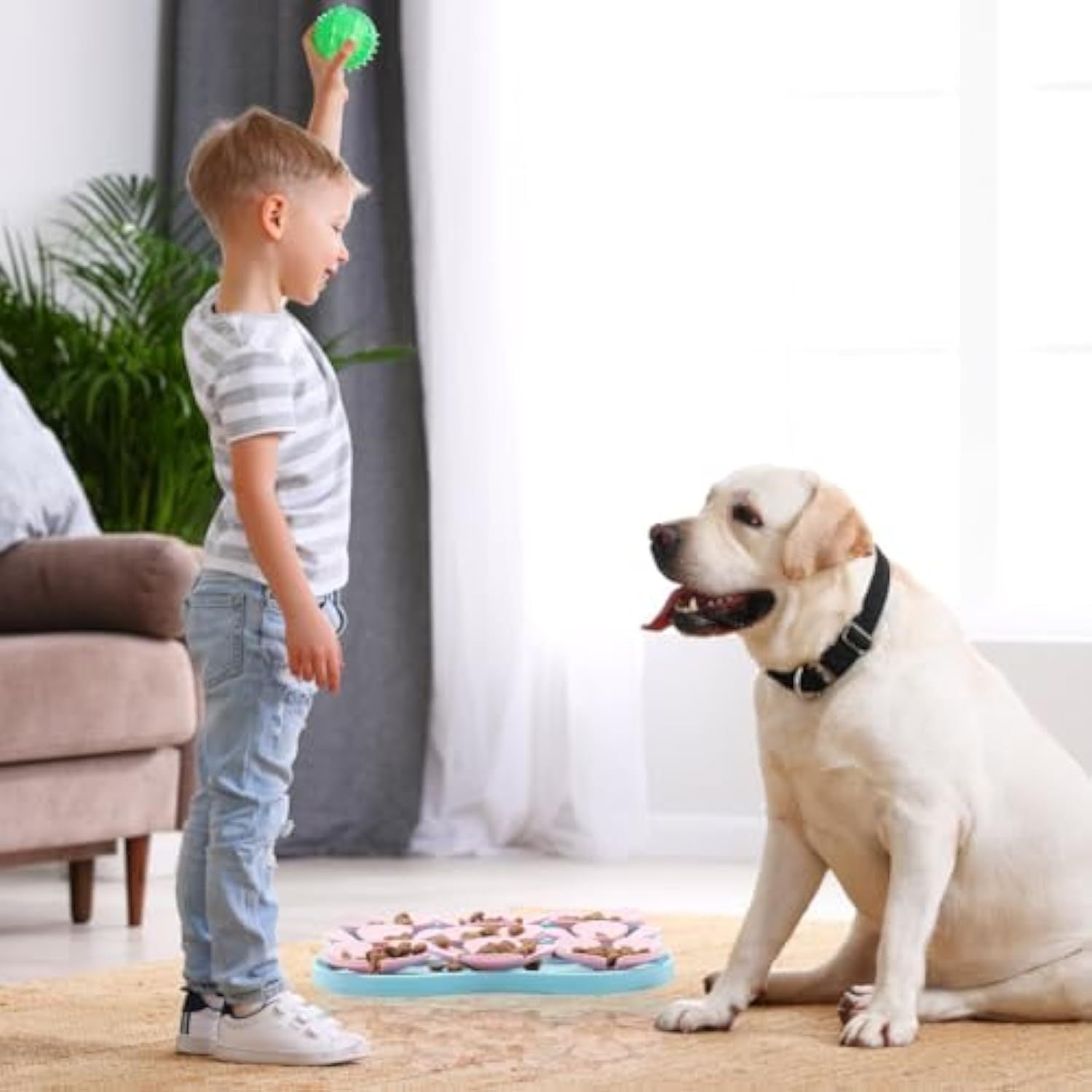 JMT-830666 Silicone Slow Feeder Mat for Dogs - Interactive Lick Pad with Suction Cups for Calming and Training