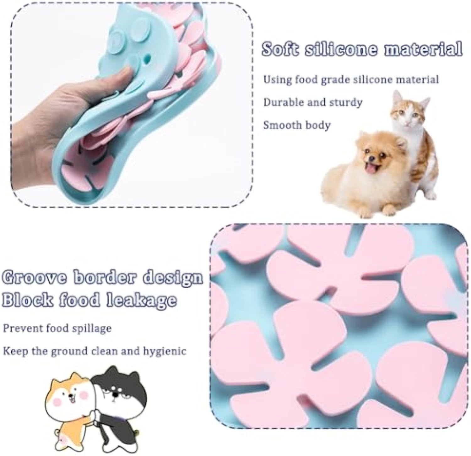 JMT-830666 Silicone Slow Feeder Mat for Dogs - Interactive Lick Pad with Suction Cups for Calming and Training