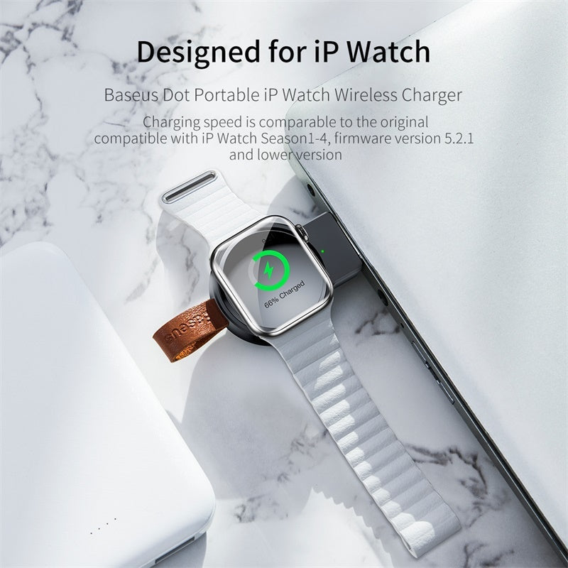 JMT-830986 Portable Magnetic Wireless Charger for Apple Watch Series 4/3/2/1, Compatible with iPhone Models, 2.5W Output, Aluminum Alloy Construction
