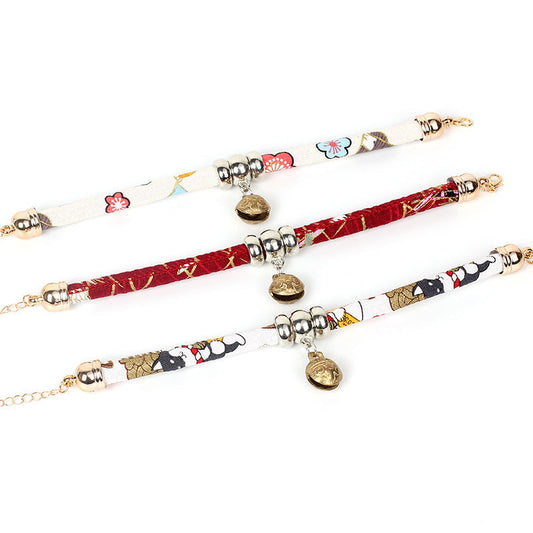 JMT-832458 Adjustable PU Dog Collar with Bell - Available in White and Red, Sizes XS to L