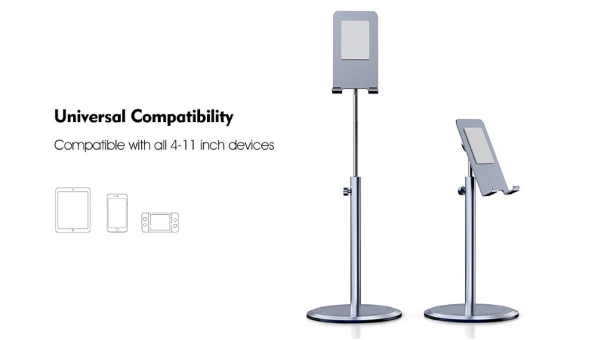 JMT-832650 Aluminum Alloy Telescopic Desktop Bracket for Mobile Phones and Tablets, Adjustable Size 4-12.9 inches