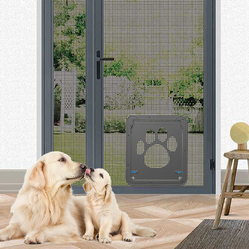 JMT-832778 Durable Paw Print Anti-Bite Screen Door for Medium and Large Dogs, 37cmW x 42cmH, with Automatic Magnetic Closure