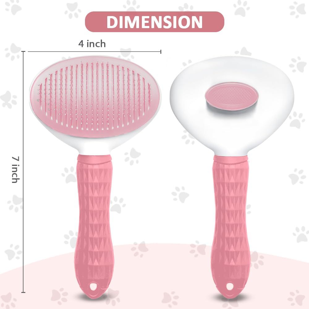 JMT-833034 Cat Deshedding Brush with Release Button for Easy Fur Removal - Gentle Grooming Tool for Long and Short Hair Cats