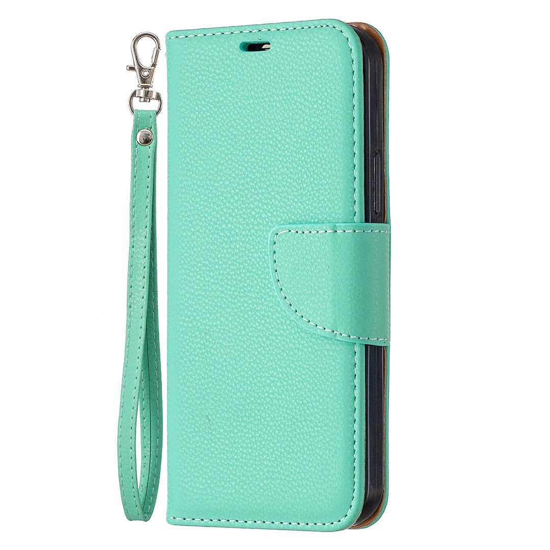 JMT-833482 Lychee Pattern Leather Wallet Case with Lanyard for iPhone Models