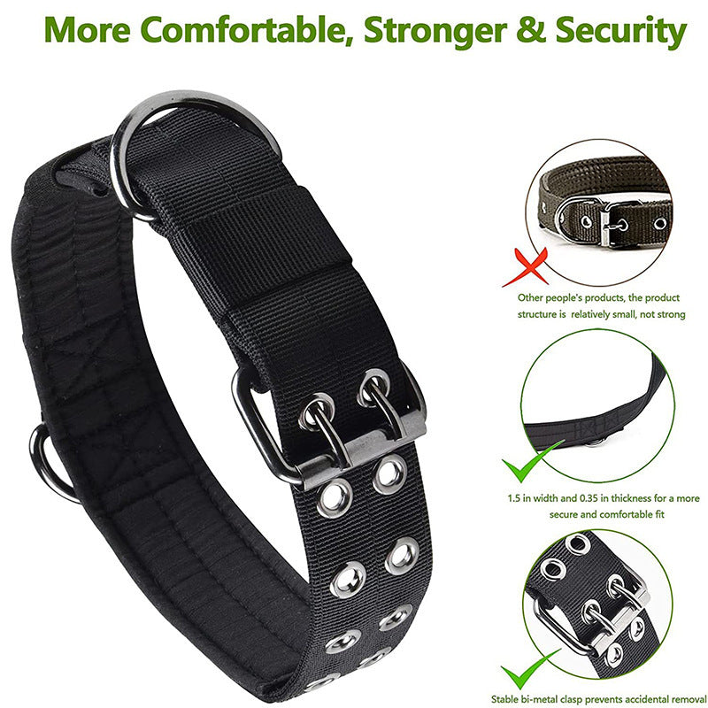 JMT-833610 Adjustable Military Dog Collar with Metal D Ring and Buckle for Medium to Large Dogs