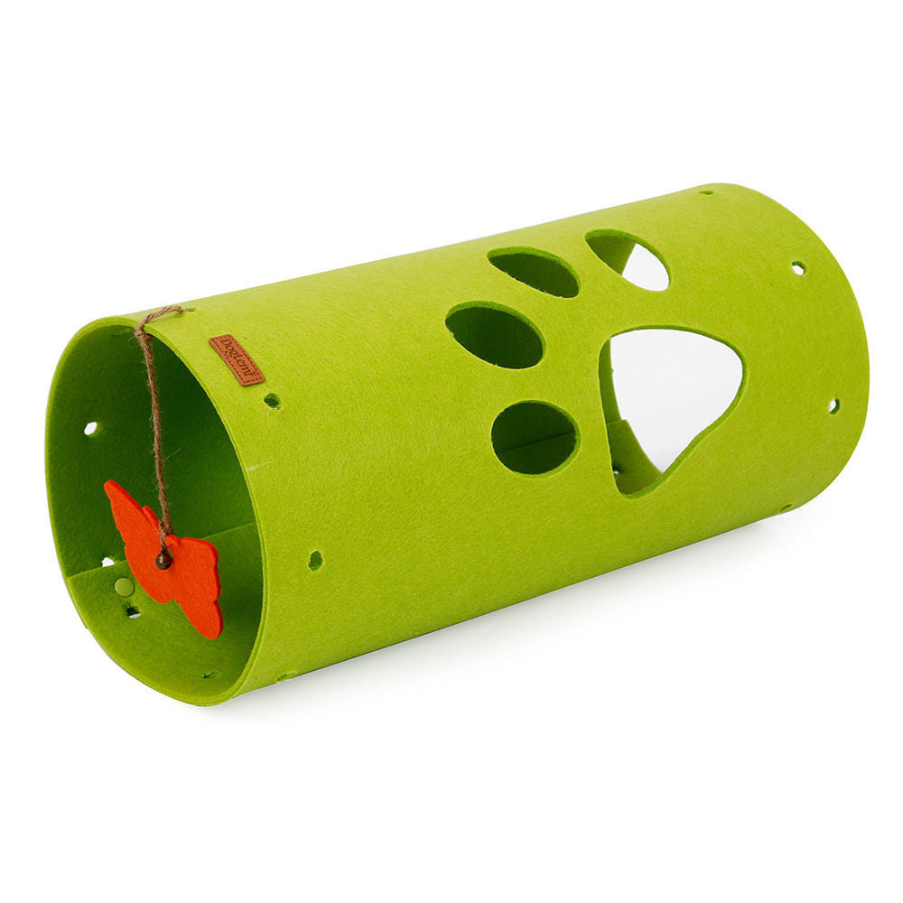 JMT-833930 Splicable Folding Cat Tunnel Toy - Durable Felt Cloth, Gray & Green, 79x45cm