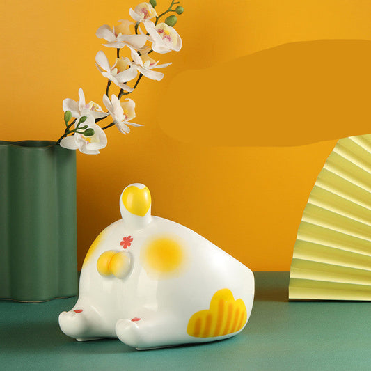 JMT-834122 High-Footed Pet Food Bowl for Dogs and Cats - Easy to Clean, Reinforced Porcelain Clay, 150g Grain/200ml Water Capacity