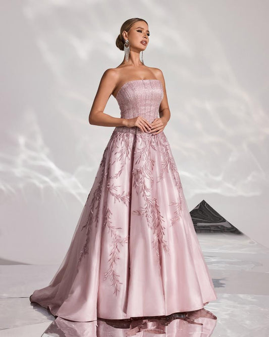 JMT-834186 Elegant Pink Evening Gown for Women - Stylish Formal Dress for Special Occasions