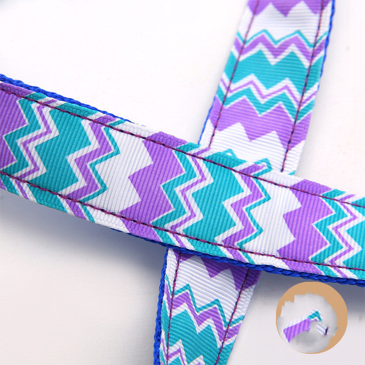 JMT-834442 Colorful Wave Pattern Nylon Dog Leash - 2.5cm x 120cm, Lightweight Pet Traction Belt