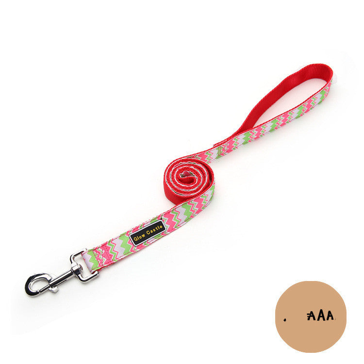 JMT-834442 Colorful Wave Pattern Nylon Dog Leash - 2.5cm x 120cm, Lightweight Pet Traction Belt