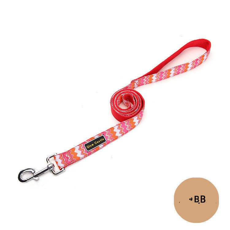 JMT-834442 Colorful Wave Pattern Nylon Dog Leash - 2.5cm x 120cm, Lightweight Pet Traction Belt