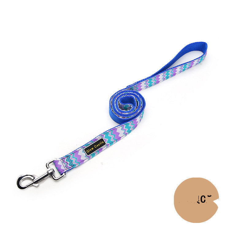 JMT-834442 Colorful Wave Pattern Nylon Dog Leash - 2.5cm x 120cm, Lightweight Pet Traction Belt
