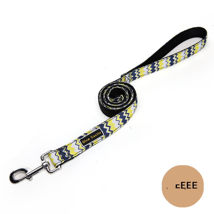 JMT-834442 Colorful Wave Pattern Nylon Dog Leash - 2.5cm x 120cm, Lightweight Pet Traction Belt