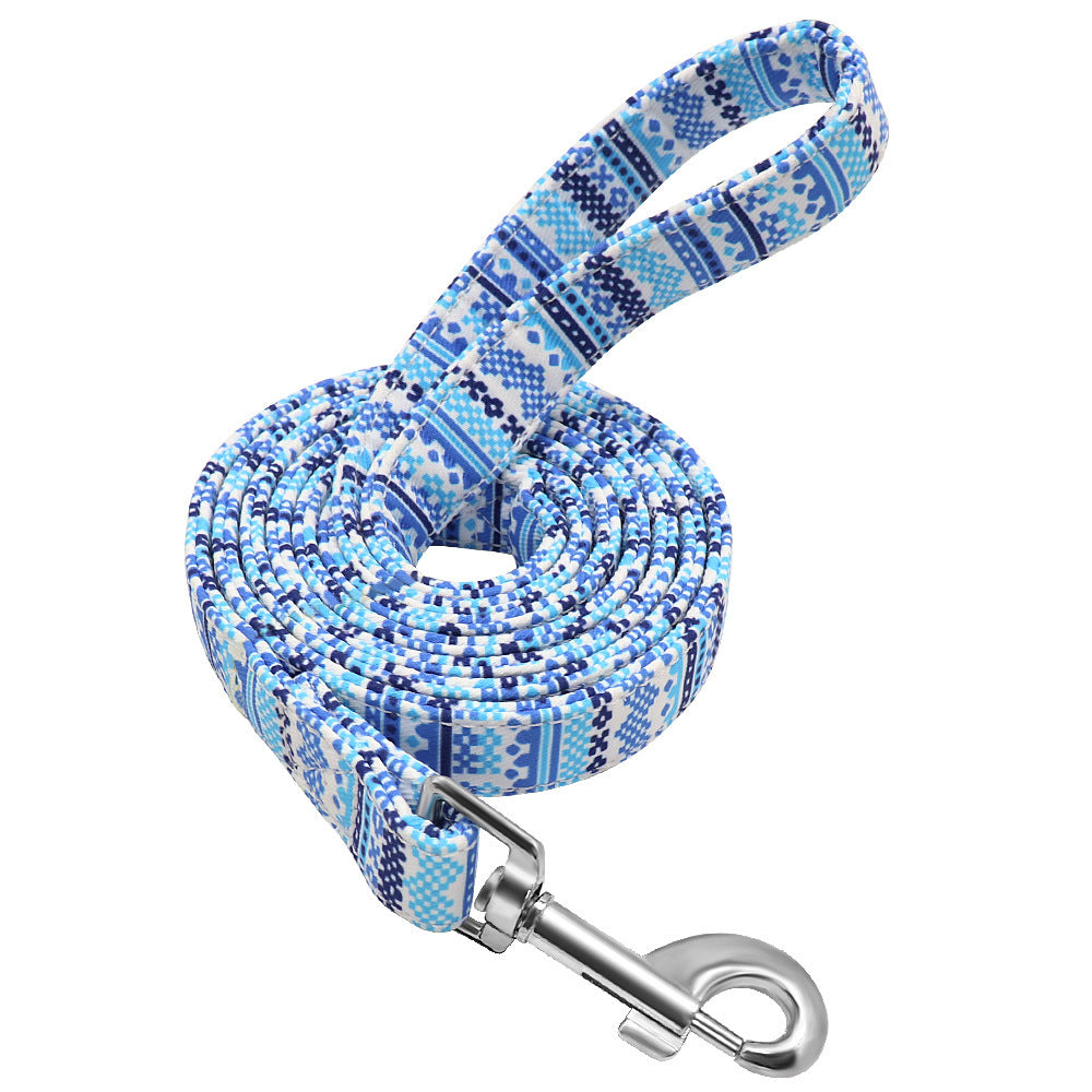 JMT-834442 Colorful Wave Pattern Nylon Dog Leash - 2.5cm x 120cm, Lightweight Pet Traction Belt