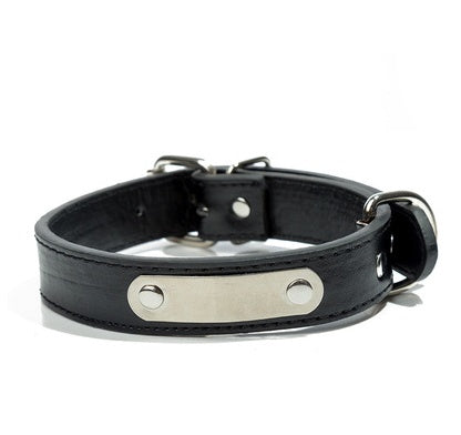 JMT-834762 Customized PU Leather Dog Collar with Laser Engraved Pet Tag for All Seasons