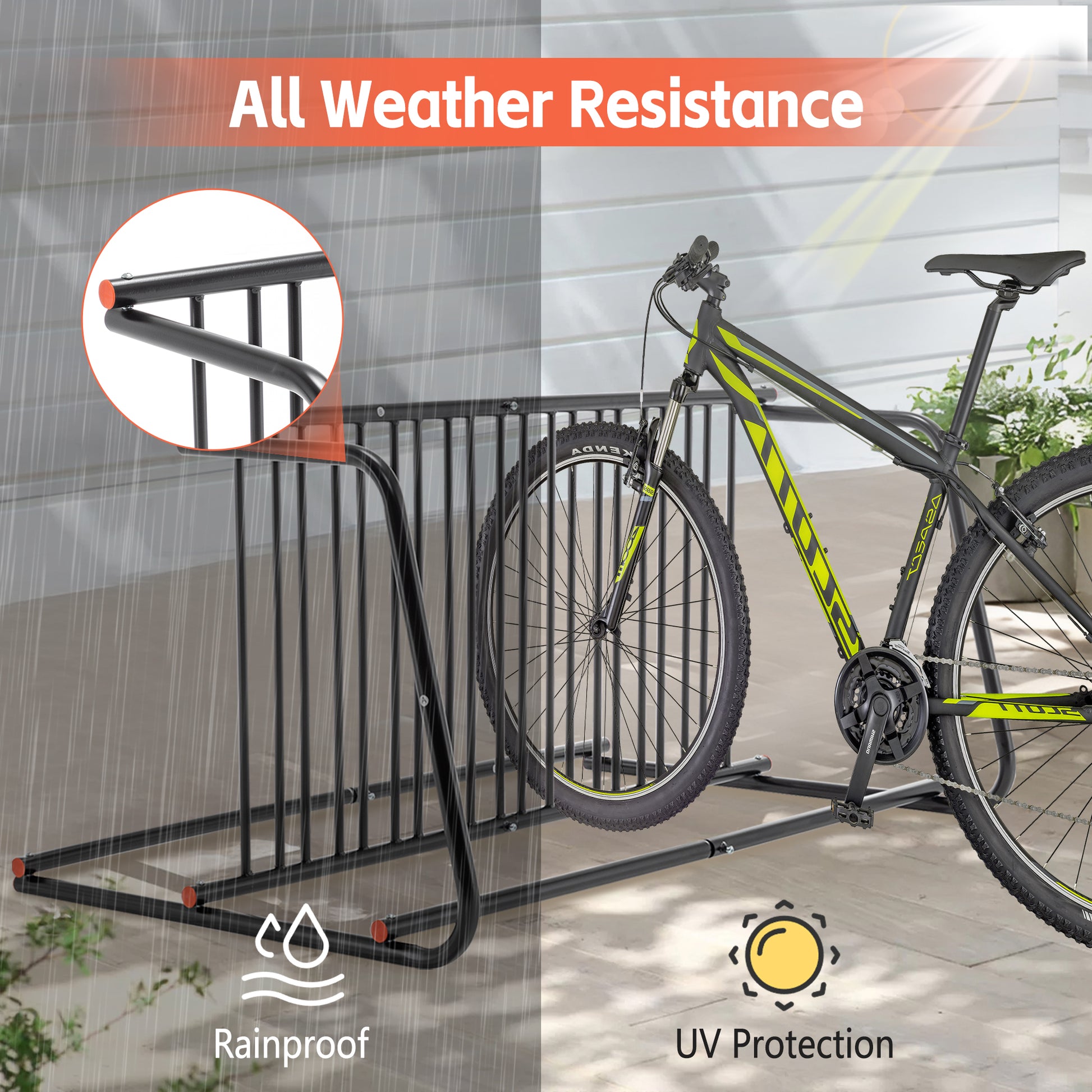 JMT-835018 Heavy-Duty Double-Sided Outdoor Bike Rack for Garage and Yard Storage - Easy Assembly, Holds 10 Bikes