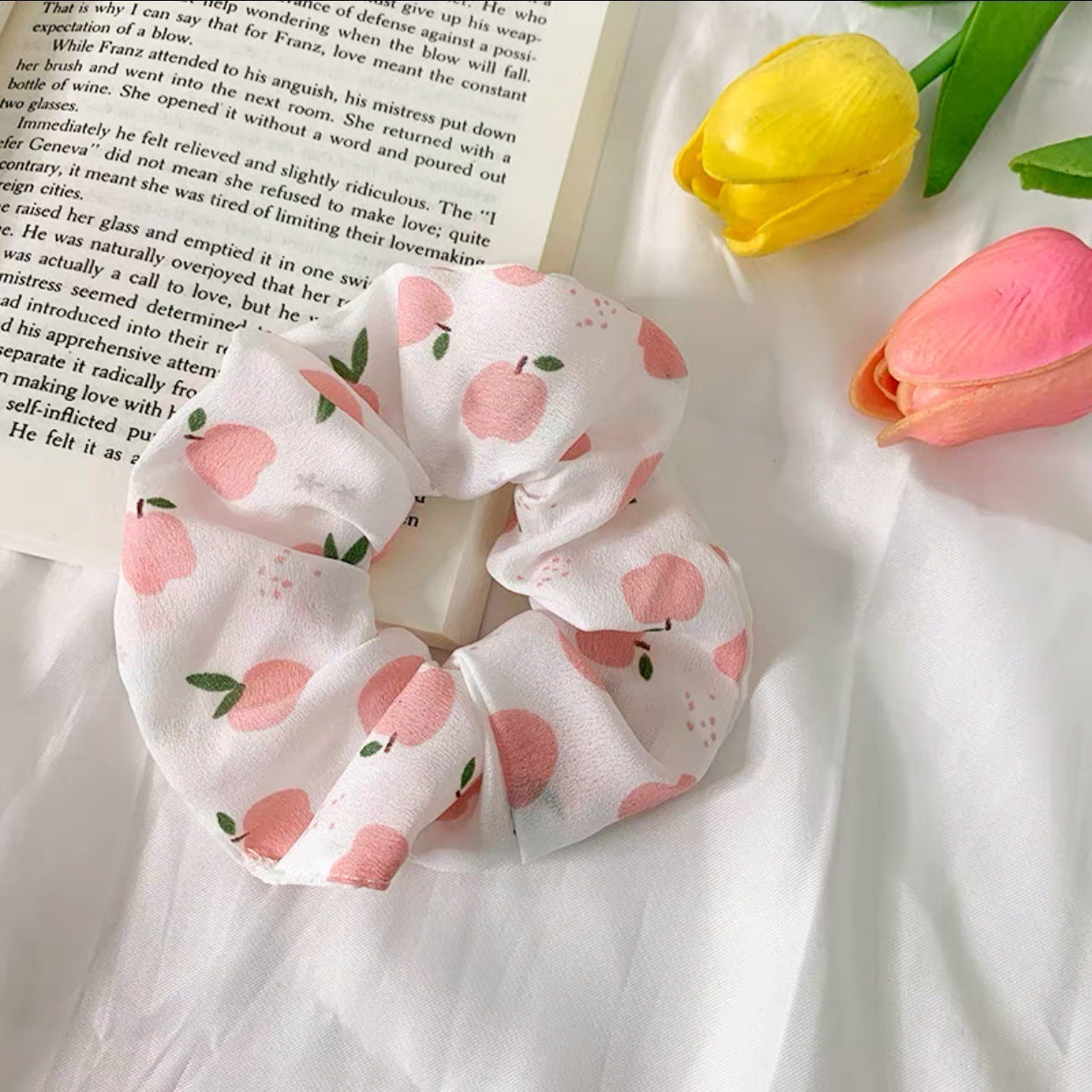 JMT-835786 Korean Fruit Pig Large Intestine Organza Hair Tie Rubber Band for Women