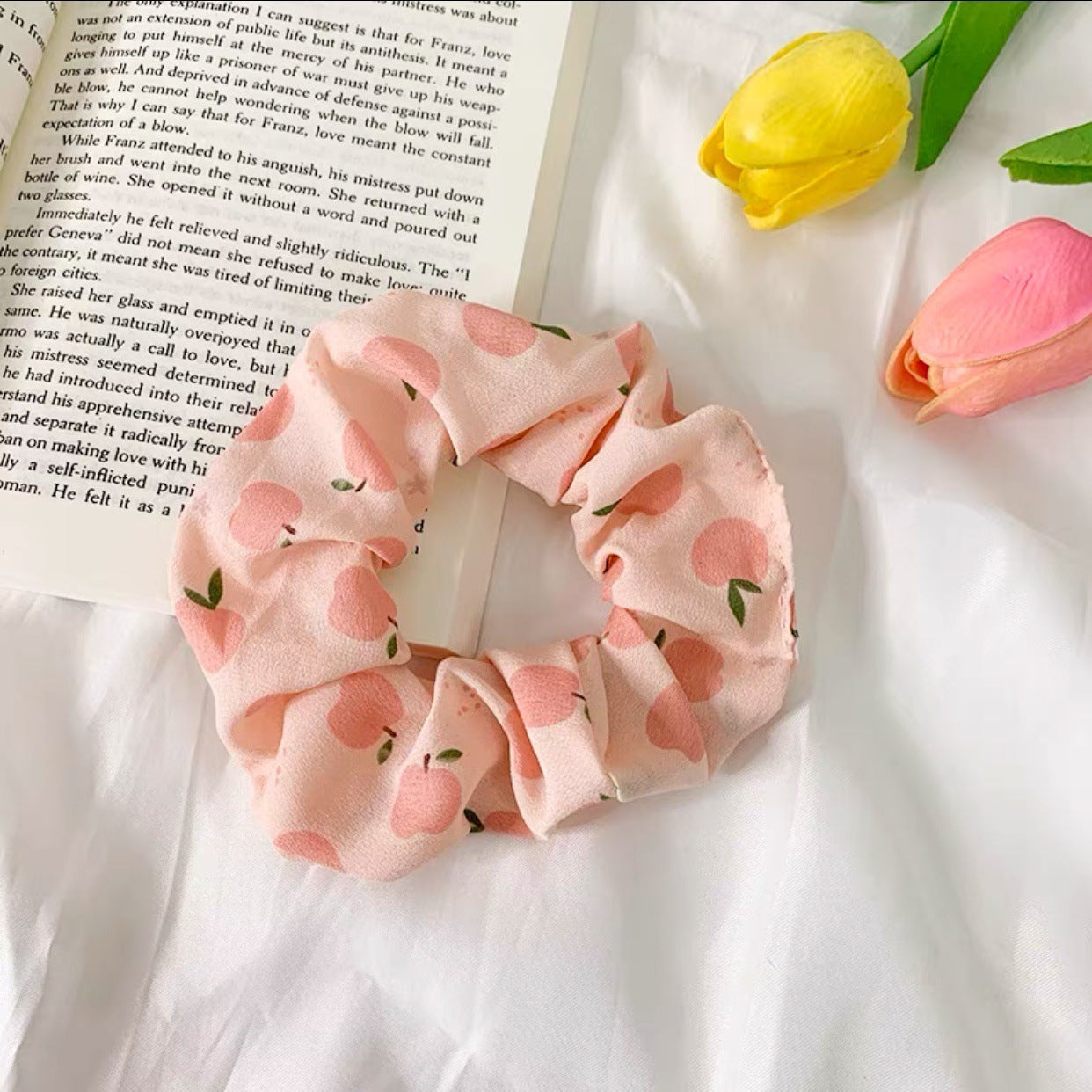 JMT-835786 Korean Fruit Pig Large Intestine Organza Hair Tie Rubber Band for Women