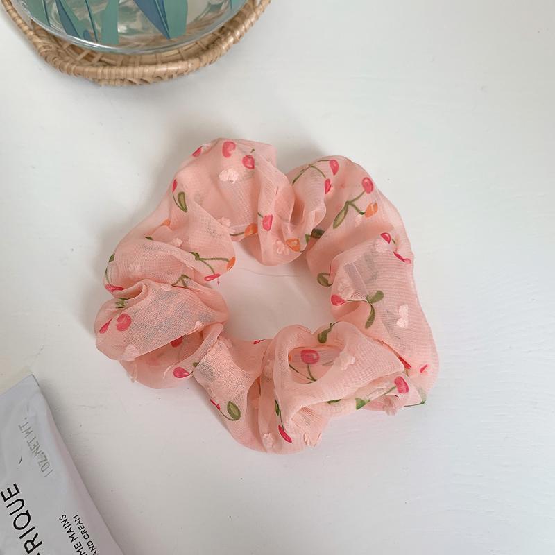 JMT-835786 Korean Fruit Pig Large Intestine Organza Hair Tie Rubber Band for Women