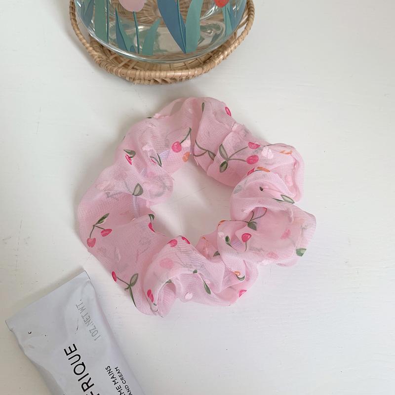 JMT-835786 Korean Fruit Pig Large Intestine Organza Hair Tie Rubber Band for Women