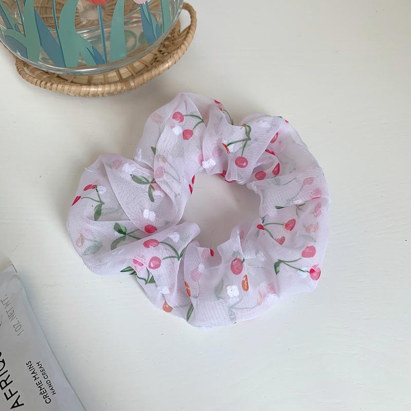 JMT-835786 Korean Fruit Pig Large Intestine Organza Hair Tie Rubber Band for Women