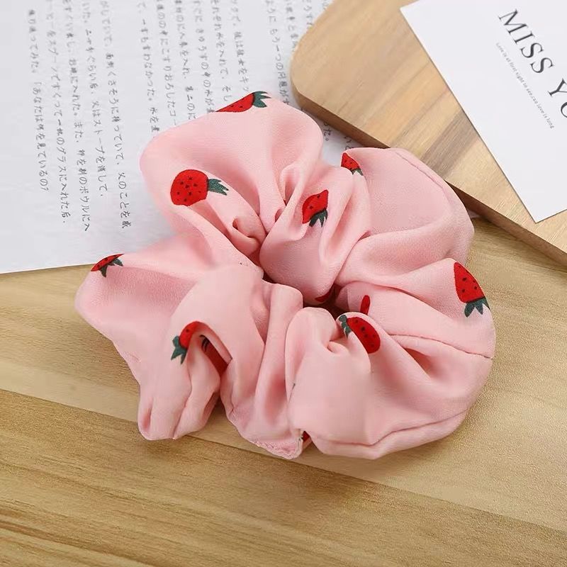 JMT-835786 Korean Fruit Pig Large Intestine Organza Hair Tie Rubber Band for Women