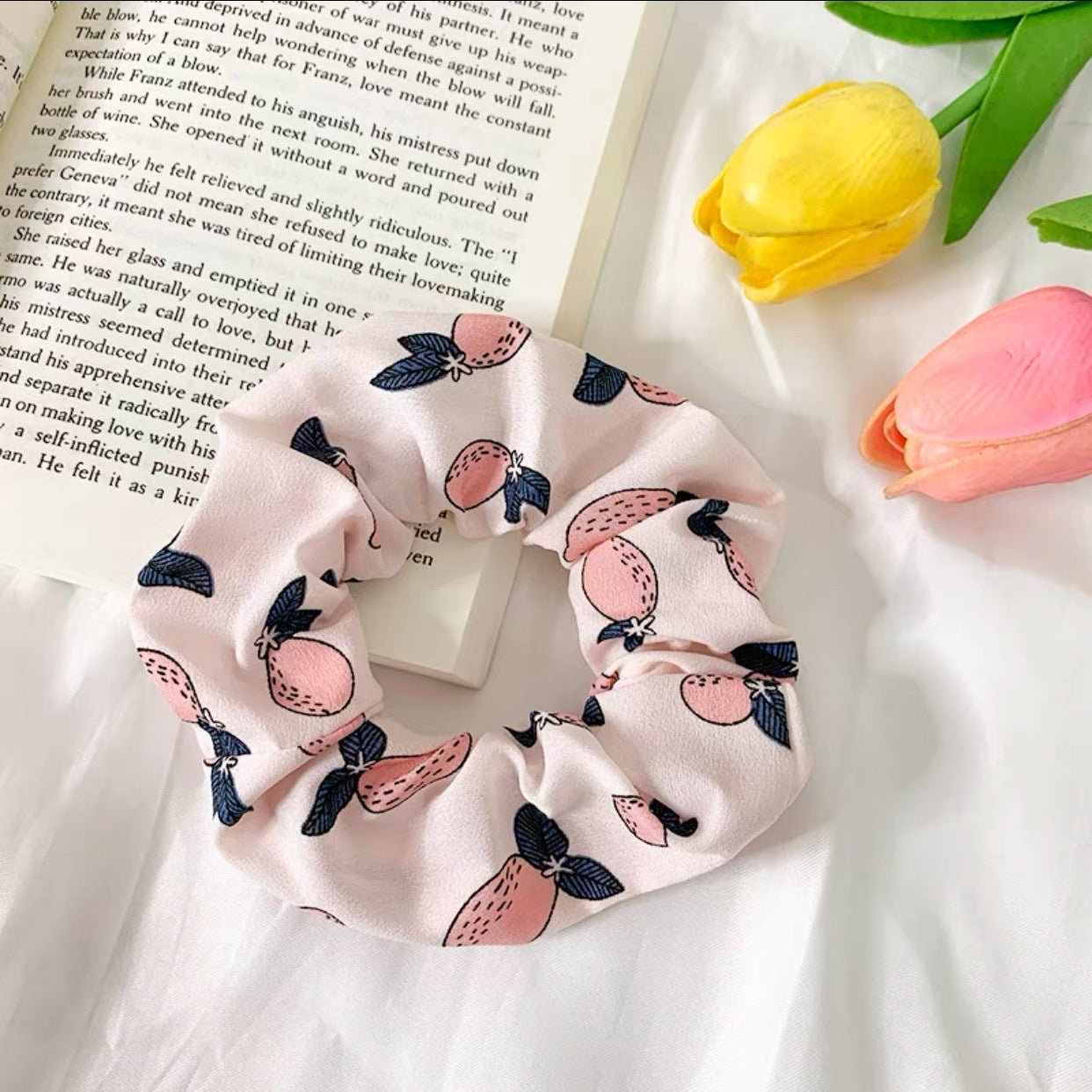 JMT-835786 Korean Fruit Pig Large Intestine Organza Hair Tie Rubber Band for Women