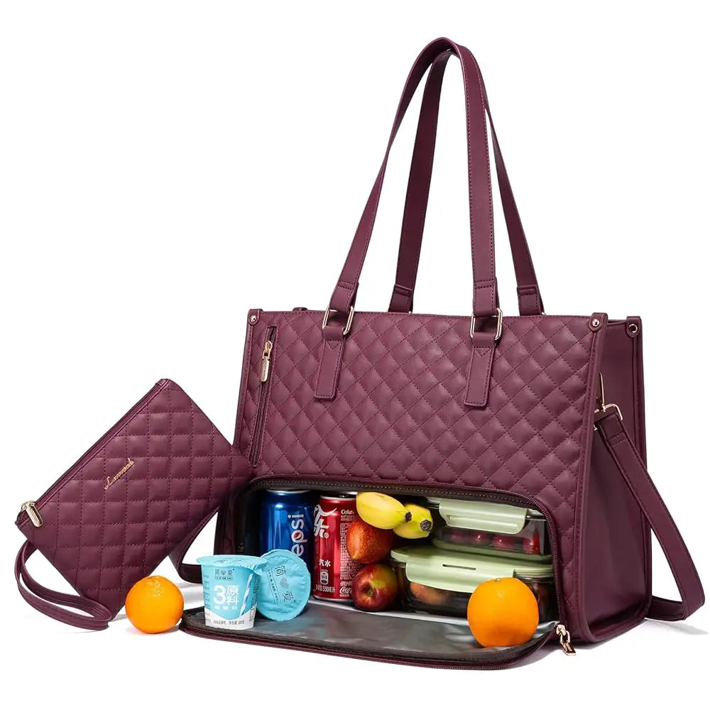 JMT-835978 Stylish Insulated Lunch Box and Laptop Handbag Set for Women - Waterproof Daily Use Shoulder Bags