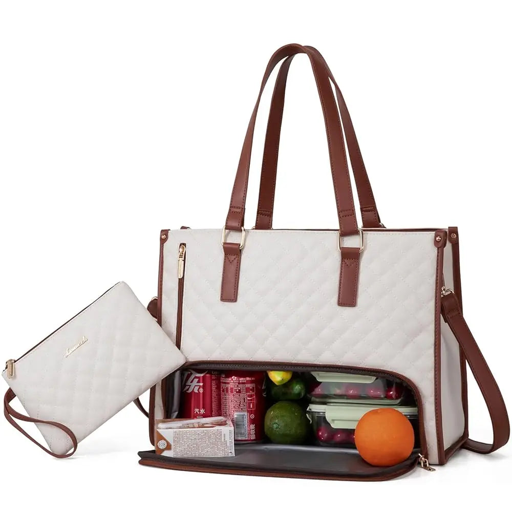 JMT-835978 Stylish Insulated Lunch Box and Laptop Handbag Set for Women - Waterproof Daily Use Shoulder Bags