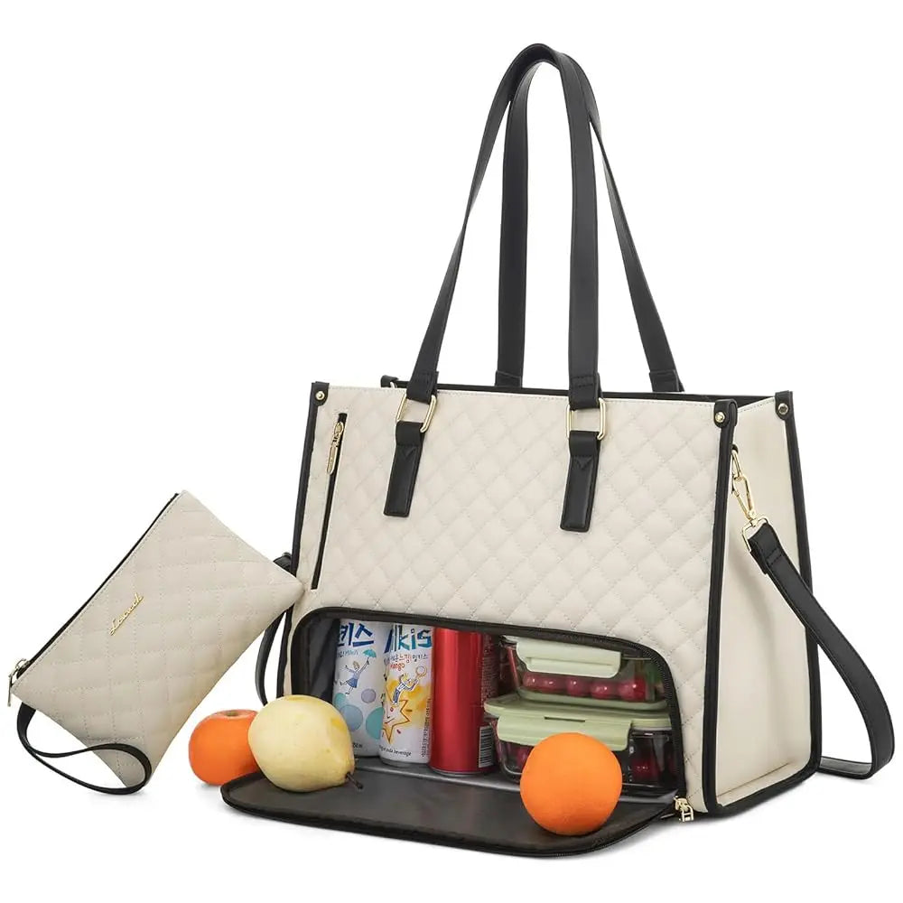JMT-835978 Stylish Insulated Lunch Box and Laptop Handbag Set for Women - Waterproof Daily Use Shoulder Bags