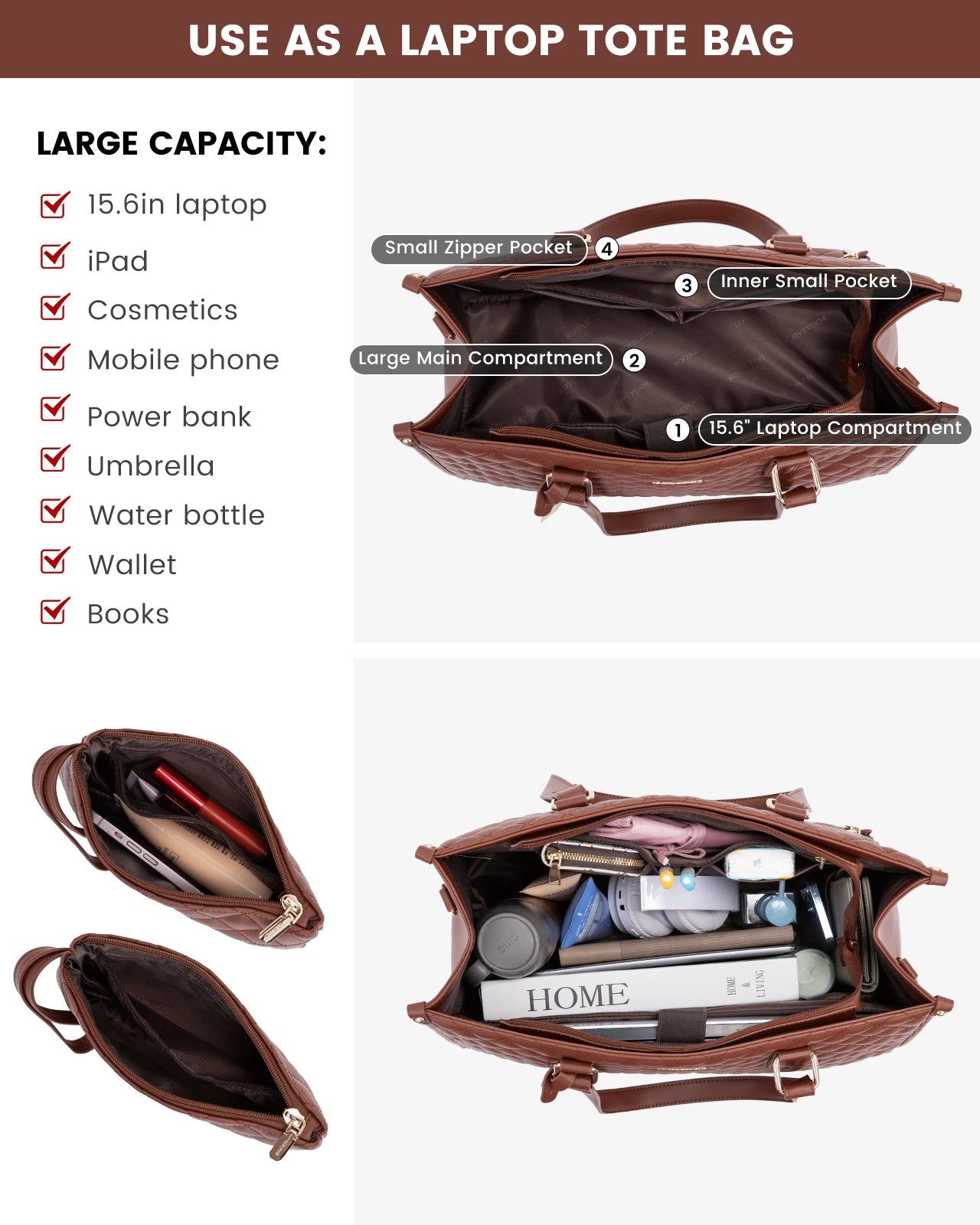 JMT-835978 Stylish Insulated Lunch Box and Laptop Handbag Set for Women - Waterproof Daily Use Shoulder Bags