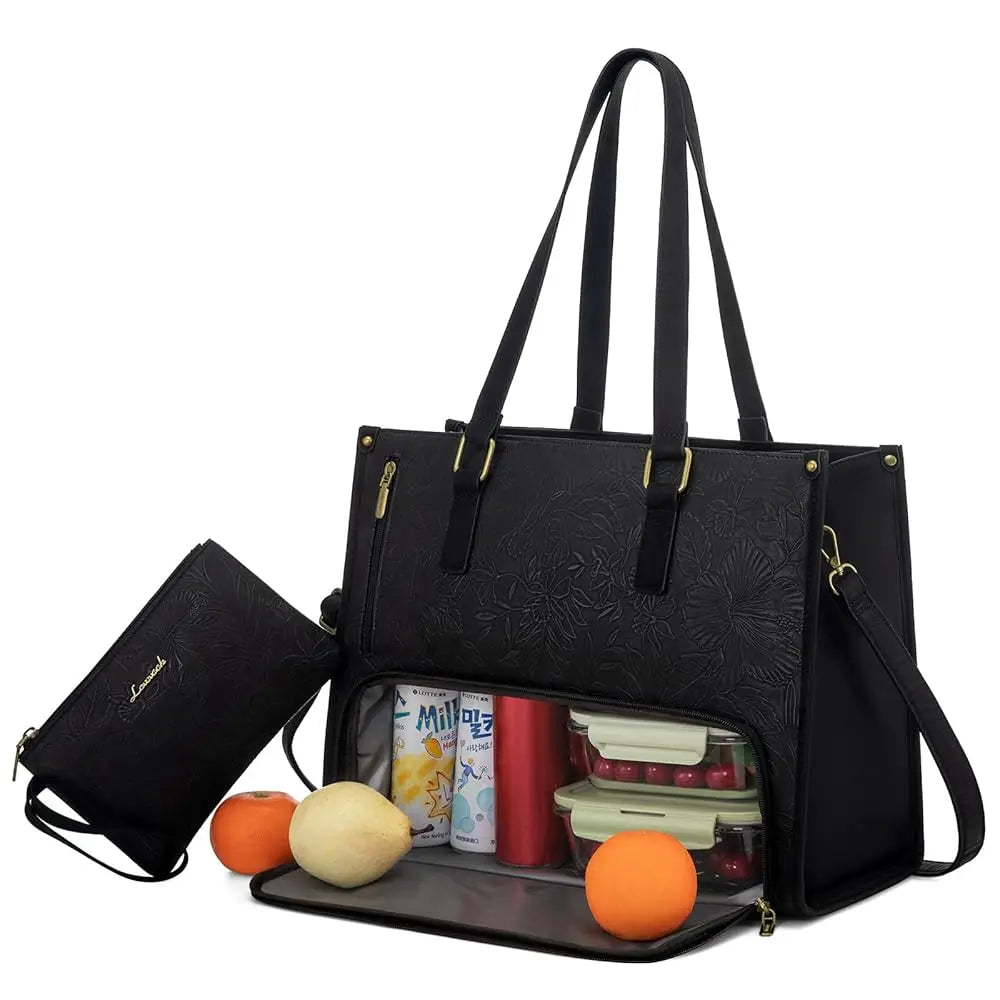 JMT-835978 Stylish Insulated Lunch Box and Laptop Handbag Set for Women - Waterproof Daily Use Shoulder Bags