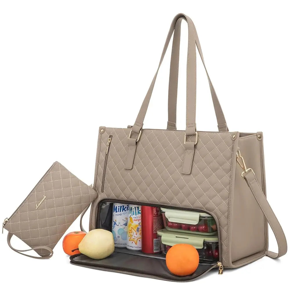 JMT-835978 Stylish Insulated Lunch Box and Laptop Handbag Set for Women - Waterproof Daily Use Shoulder Bags