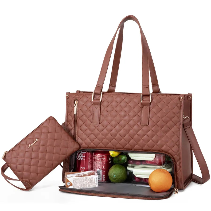 JMT-835978 Stylish Insulated Lunch Box and Laptop Handbag Set for Women - Waterproof Daily Use Shoulder Bags