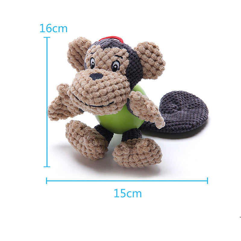 JMT-836234 Squeaky Plush Monkey Dog Toy for Small to Medium Dogs - Durable, Chew-Resistant, and Machine Washable