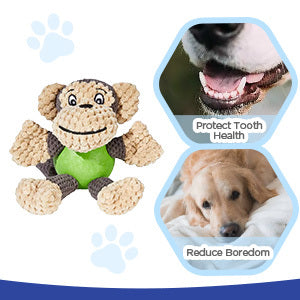 JMT-836234 Squeaky Plush Monkey Dog Toy for Small to Medium Dogs - Durable, Chew-Resistant, and Machine Washable