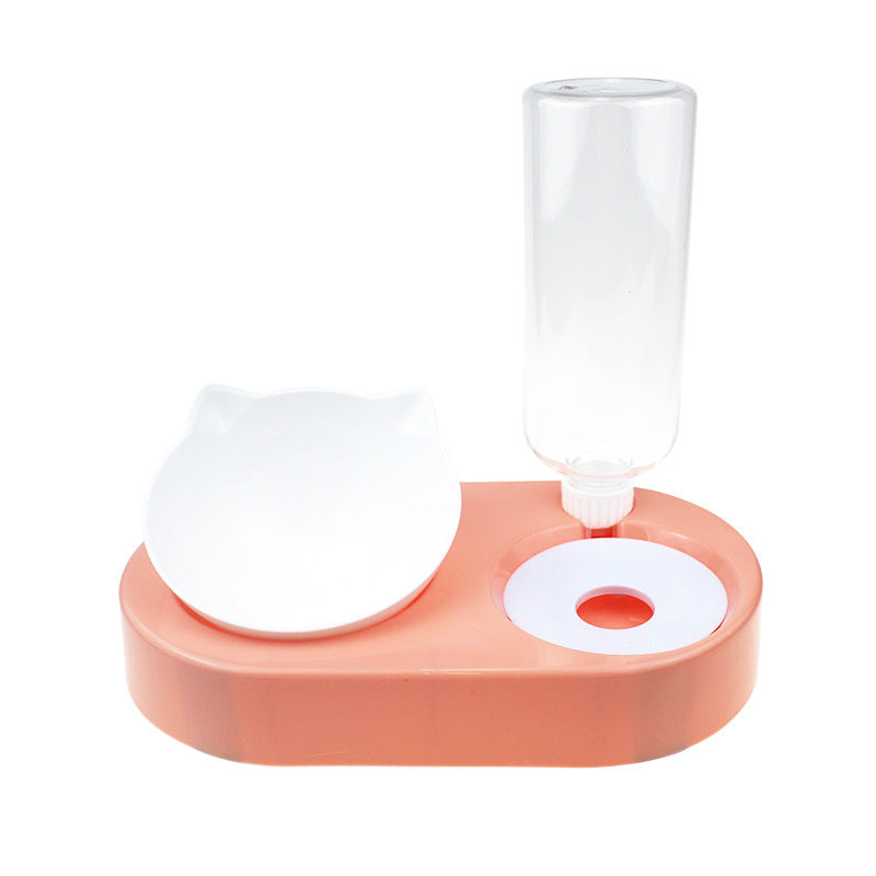 JMT-836426 Automatic Double Bowl Pet Feeder with Water Dispenser and Tilted Design for Dogs