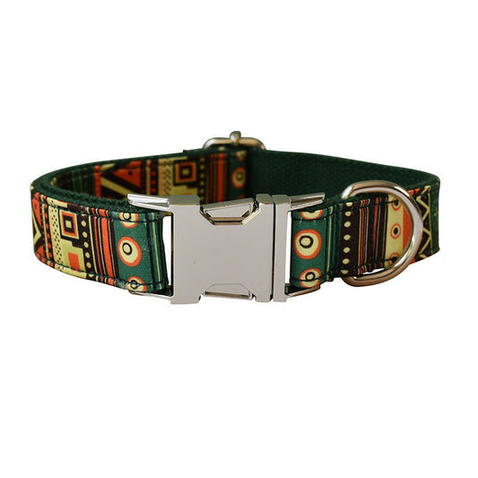 JMT-836746 Bohemian Style Green Checkered Dog Leash and Bowtie Set for All Breeds