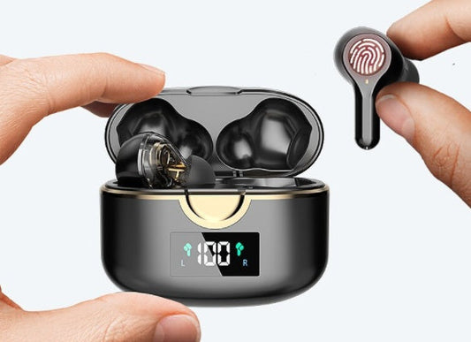 JMT-836746 T22 Wireless Bluetooth Headset with Digital Display and Multi-Point Connection – In-Ear Sports Dual Dynamic Stereo Earbuds