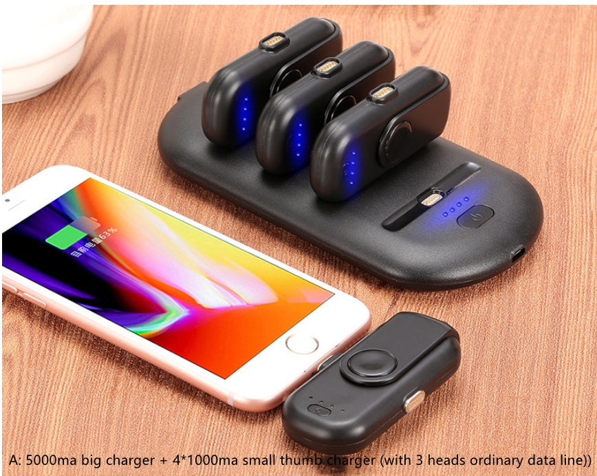 JMT-836938 Magnetic Power Bank with 5000mAh Capacity and 4 Mini Chargers for Mobile Devices