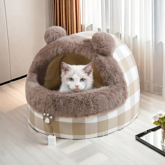 JMT-837706 Universal Semi-closed Cat Nest for All Seasons – Cozy Warm Nest for Small and Large Pets