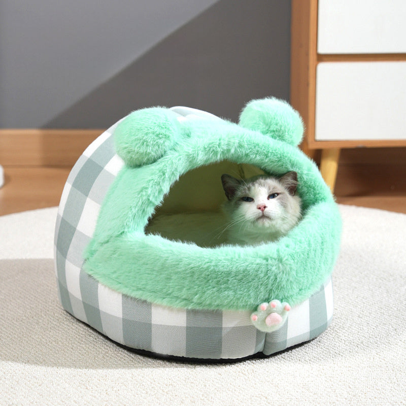 JMT-837706 Universal Semi-closed Cat Nest for All Seasons – Cozy Warm Nest for Small and Large Pets