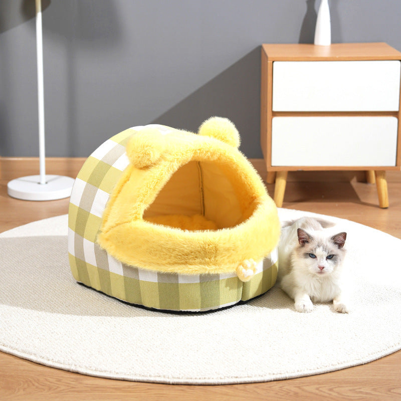 JMT-837706 Universal Semi-closed Cat Nest for All Seasons – Cozy Warm Nest for Small and Large Pets