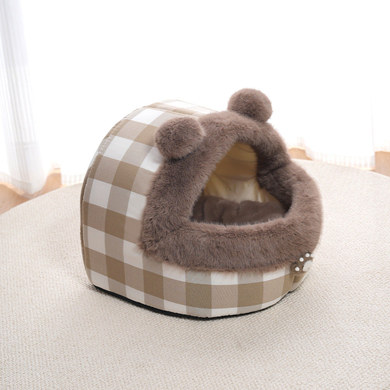JMT-837706 Universal Semi-closed Cat Nest for All Seasons – Cozy Warm Nest for Small and Large Pets