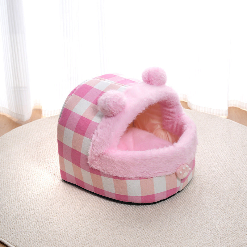 JMT-837706 Universal Semi-closed Cat Nest for All Seasons – Cozy Warm Nest for Small and Large Pets