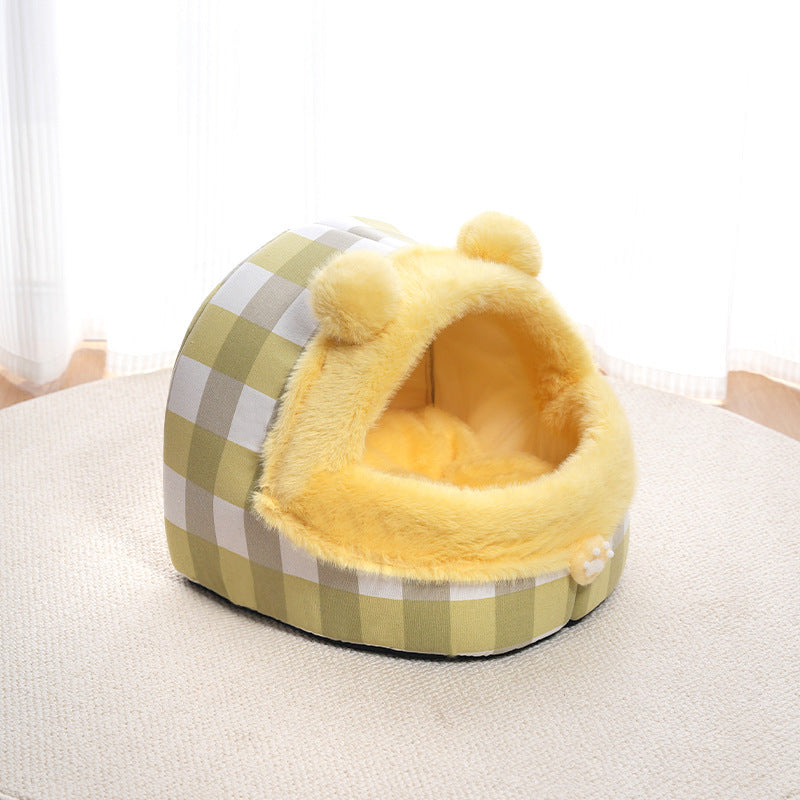 JMT-837706 Universal Semi-closed Cat Nest for All Seasons – Cozy Warm Nest for Small and Large Pets
