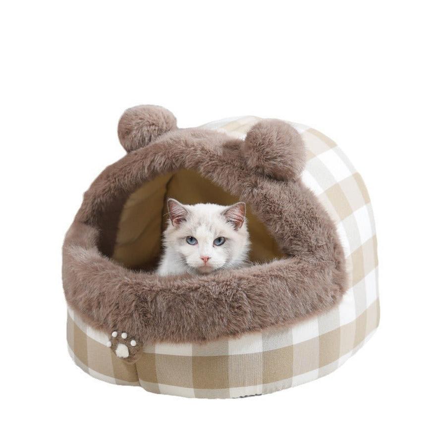 JMT-837706 Universal Semi-closed Cat Nest for All Seasons – Cozy Warm Nest for Small and Large Pets
