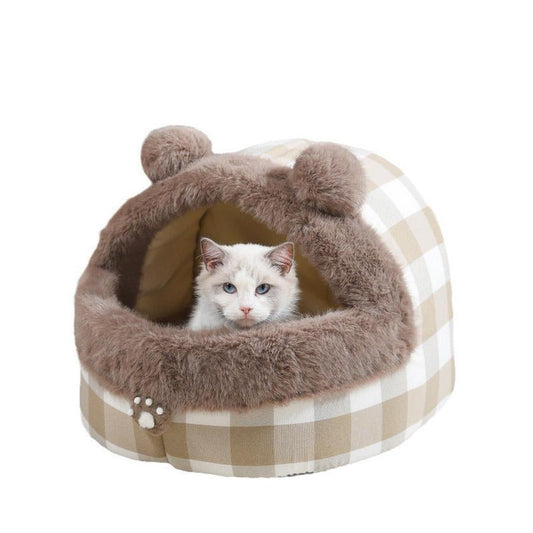 JMT-837706 Universal Semi-closed Cat Nest for All Seasons – Cozy Warm Nest for Small and Large Pets