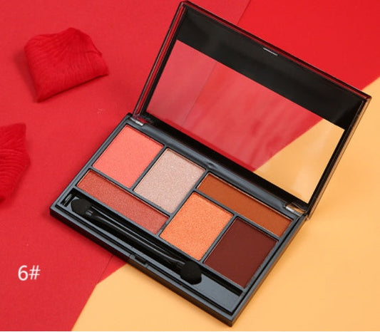 JMT-837834 Vibrant 6-Color Eyeshadow Palette for All Skin Tones in Single Color Box Packaging