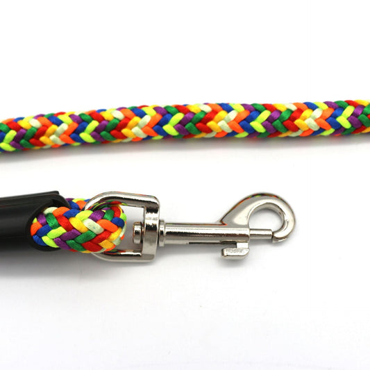 JMT-837898 Colorful Braided Dog Traction Rope - 1.2m Washed Velvet Leash for Comfortable Walking